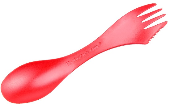 Red spoon, fork and knife