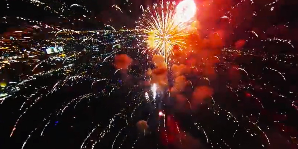 drone in fireworks show