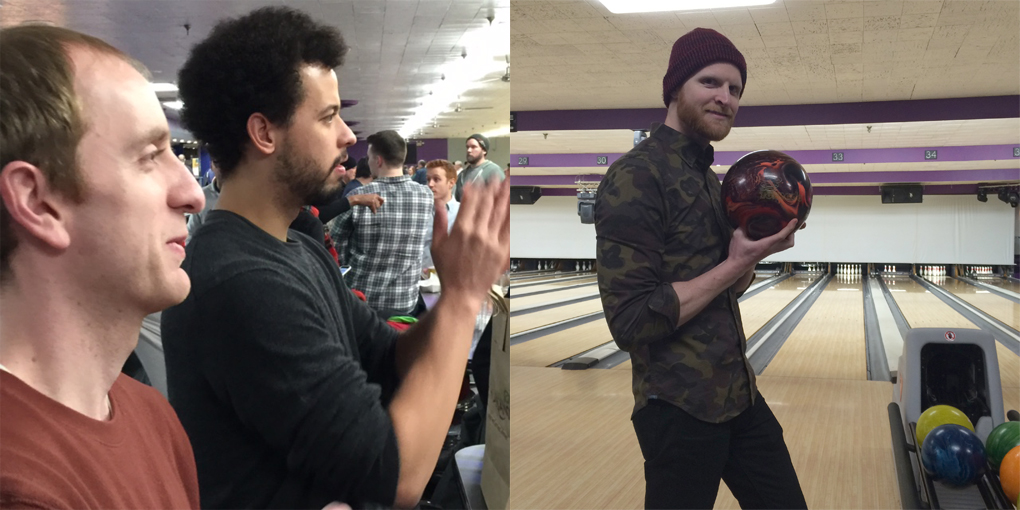 Clapping for the model - Trevis and his bowling ball. 